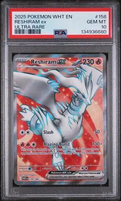 2025 POKEMON WHT EN-WHITE FLARE ULTRA RARE #158 RESHIRAM EX PSA 10 - Image 1