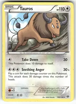 Tauros XY Base Set Rare Pokemon Lightly played - Image 1