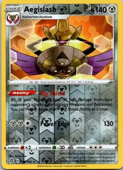 Pokemon -Aegislash 135/192 - Reverse Holo Rare - Rebel Clash - LP - Image 1