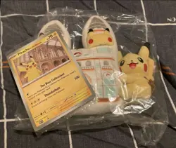 Pokemon Natural History Museum Pikachu at the Museum Promo Card & limited Plush - Image 1