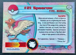 Pokemon #21 Spearow Card Foil Holo Topps Chrome 2000 TV Animation Series 1 - Image 3