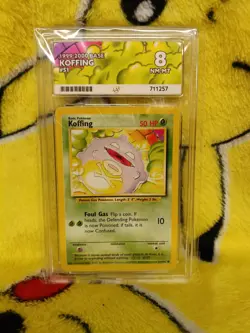 Pokemon Base Set 4th UK Print 1999-2000 Koffing 51/102 Ace Graded 8 NM-MT - Image 1