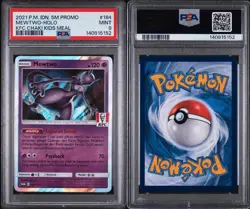 2021 POKEMON INDONESIAN SM PROMO KFC CHAKI KIDS MEAL #184 MEWTWO-HOLO PSA 9 - Image 3