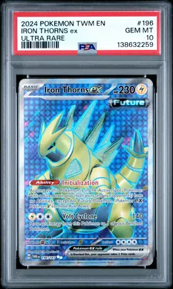 2024 POKEMON TWM EN-TWILIGHT MASQUERADE ULTRA RARE #196 IRON THORNS EX PSA 10 - Image 1