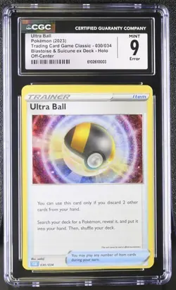 ERROR Ultra Ball CLC 030/034 CGC 9 Mint Holo Pokemon Trading Card Game Classic - Image 1