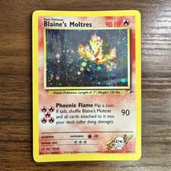 Pokemon TCG Blaine's Moltres Gym Heroes Holo Card 1/132 Unlimited Rare LP-MP - Image 1
