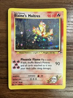 Pokemon TCG Blaine's Moltres Gym Heroes Holo Card 1/132 Unlimited Rare LP-MP - Image 5