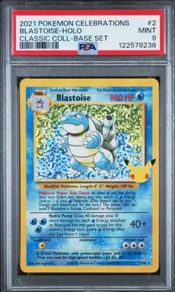 2021 Pokemon Blastoise Holo 2/102 Celebrations: Classic Collection Pokemon PSA 9 - Image 1