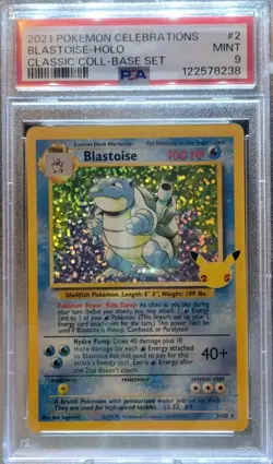 2021 Pokemon Blastoise Holo 2/102 Celebrations: Classic Collection Pokemon PSA 9 - Image 3