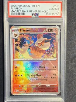 Pokemon TCG Flareon Master Ball Reverse Holo 013/131 Prismatic Evolutions PSA 10 - Image 1