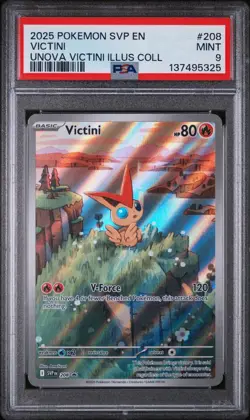 2025 POKEMON SVP VICTINI ILLUSTRATION COLLECTION PROMO #208 VICTINI PSA 9 x 3 - Image 1