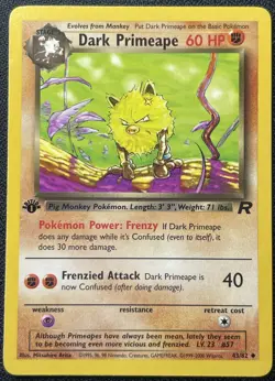 Pokemon Dark Primeape 43/82 1st Edition Team Rocket Uncommon LP - Image 1