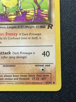 Pokemon Dark Primeape 43/82 1st Edition Team Rocket Uncommon LP - Image 4
