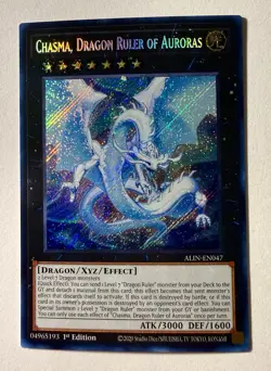 Chasma Dragon Ruler of Auroras 1st Edition ALIN-EN047 Secret Rare NM Yugioh - Image 1