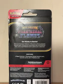 Pokemon TCG Mega Evolution—Phantasmal Flames Booster Pack, 3 Promo Cards, Coin - Image 4