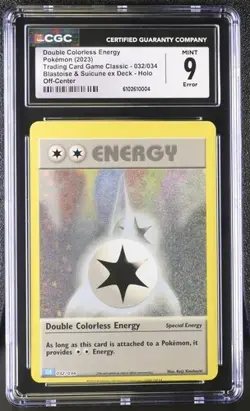 ERROR DOUBLE COLORLESS ENERGY 032/034 CGC 9 Mint Pokemon Card Classic Coll - Image 1