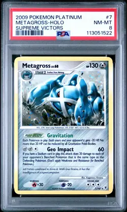 2009 POKEMON PLATINUM SUPREME VICTORS #7 METAGROSS-HOLO PSA 8 - Image 1