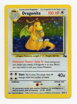 Pokemon TCG Dragonite Fossil Holo Unlimited NM- - Image 1