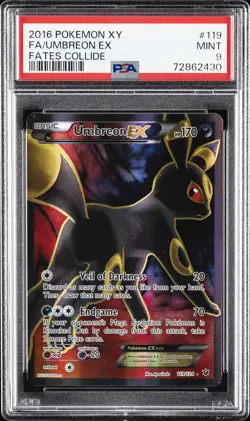 2016 POKEMON XY FATES COLLIDE #119 FULL ART/UMBREON EX PSA 9 - Image 1