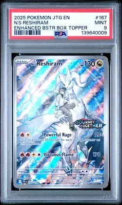 2025 POKEMON JTG EN-JOURNEY TOGETHER #167 N'S RESHIRAM PSA 9 - Image 1