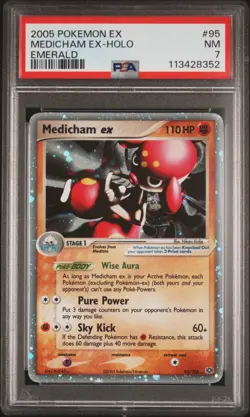2005 POKEMON EX EMERALD #95 MEDICHAM EX-HOLO PSA 7 - Image 1