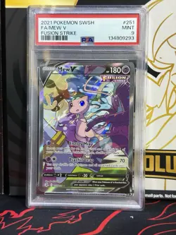 Pokemon Mew v Fusion Strike 2021 SWSH Alternate Art 251/264 PSA 9 - Image 1
