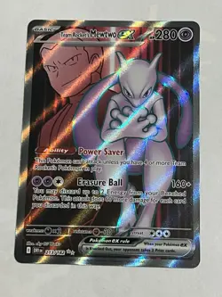Pokemon Destined Rivals Team Rocket’s Mewtwo ex 213/182 Full Art Ultra Rare NM - Image 1