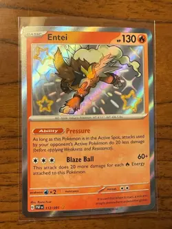 Entei 112/091 SV Paldean Fates Shiny Rare | English Pokemon TCG NM - Image 1