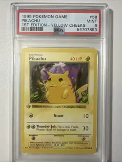 Pokemon PSA 9 1st Edition Pikachu 058/102 Base Set (Shadowless) - Image 1