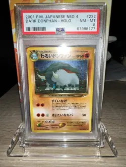 PSA 8 NM-MT 2001 Pokemon Japanese Neo 4 Dark Donphan Holo #232 Vintage - Image 1