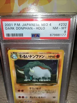 PSA 8 NM-MT 2001 Pokemon Japanese Neo 4 Dark Donphan Holo #232 Vintage - Image 2