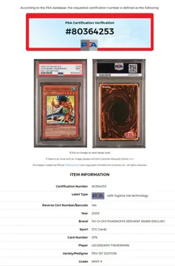 Yu-Gi-Oh! Legendary Fisherman A-E PSV-076 1st Edition YUGIOH! 2003 PSA 9 MINT - Image 4