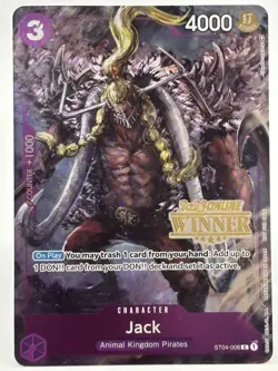 Jack ST04-008 EN ONE PIECE TCG 2023 ONLINE REGIONALS WINNER-NM - Image 1