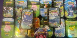 Pokemon Mini Tins 29 Lot EMPTY (with accessories like cards and coins) - Image 3