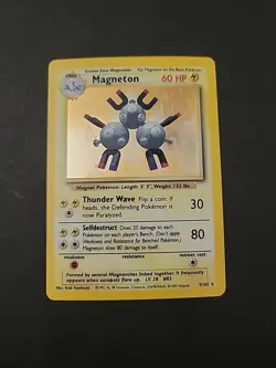 HP Pokemon TCG Magneton Base Set Unlimited 9/102 Holo Rare WOTC 1999 - Image 1