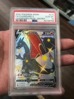 2020 Pokemon SWSH FA Charizard V 079/073 Secret Rare Champion's Path PSA 10 - Image 1