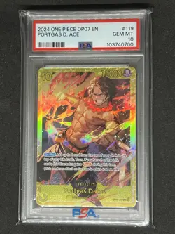 2024 ONE PIECE OP07-500 YEARS IN THE FUTURE #119 PORTGAS D. ACE PSA 10 - Image 1