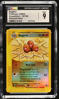 CGC 9 MINT Dugtrio 2002 Expedition 10/165 Reverse Holo Pokemon Card - Image 1