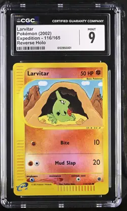 CGC 9 MINT Larvitar 2002 Expedition 116/165 Reverse Holo Pokemon Card - Image 1