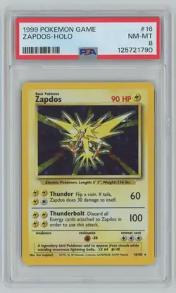 1999 Pokemon Classic Base Set Zapdos PSA 8 HOLO #16/102 - Image 1