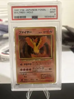 MOLTRES POKEMON #146 1997 JAP. FOSSIL HOLO JAPANISCH PSA 9 Vintage Mint - Image 1