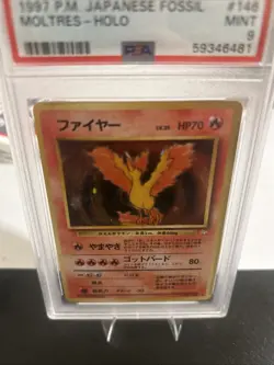 MOLTRES POKEMON #146 1997 JAP. FOSSIL HOLO JAPANISCH PSA 9 Vintage Mint - Image 3