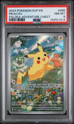 Pokemon Pikachu Black Star Promo Paldea Adventure Chest #88 PSA 8 - Image 1