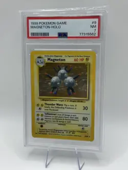 1999 POKEMON BASE SET UNLIMITED #9 MAGNETON-HOLO PSA 7 - Image 1