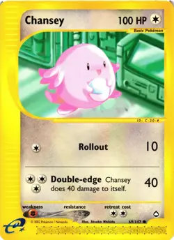 Pokemon TCG Chansey Aquapolis 69/147 Regular Non Holo Common VLP - Image 1