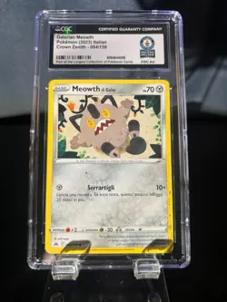 Guinness World Records CGC Pokemon Italian Galarian Meowth 084 Crown Zenith 1/1 - Image 1