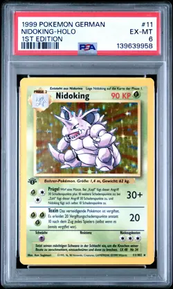 1999 POKEMON GERMAN 1ST ED #11 NIDOKING-HOLO PSA 6 - Image 1