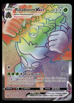 Pokemon Cards Rillaboom VMAX 193/192 Rebel Clash Rare Rainbow NM *2 - Image 1