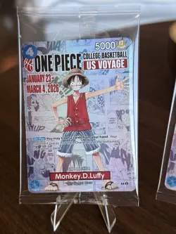 One Piece Monkey D. Luffy College Basketball US Voyage Promo Card Sealed Houston - Image 1