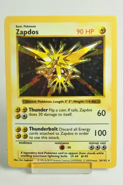 Pokemon card TCG Zapdos 16/102 Holo Rare Base Set 1999 English MP - Image 1